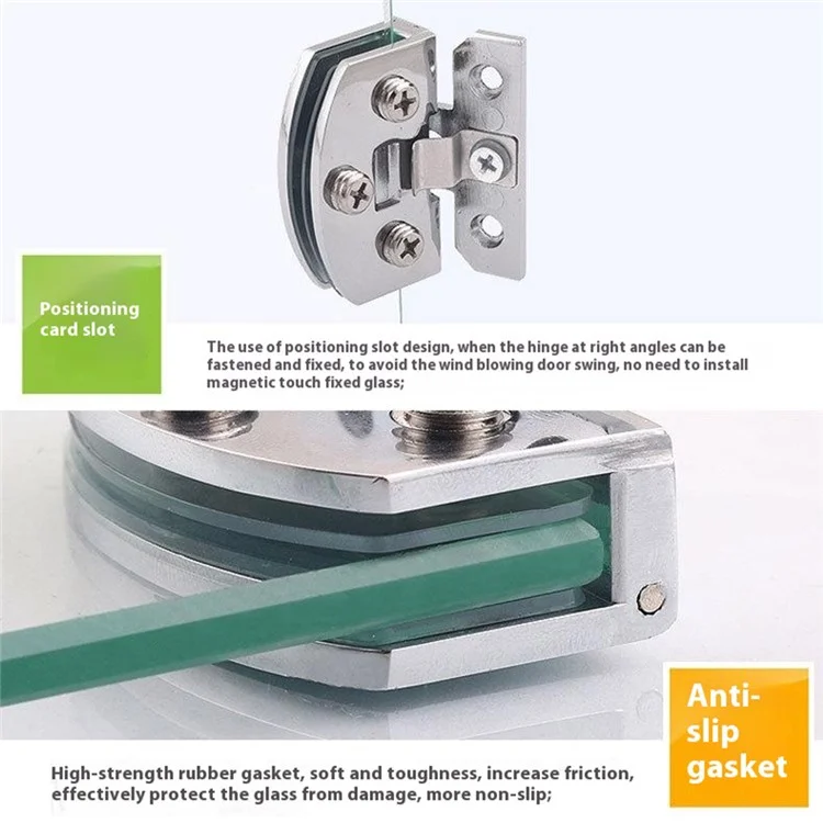 K843 Frameless Glass Door Hinge for Wine Cabinet / Pet Cabinet No Drilling Required 4-5mm Glass - Brushed