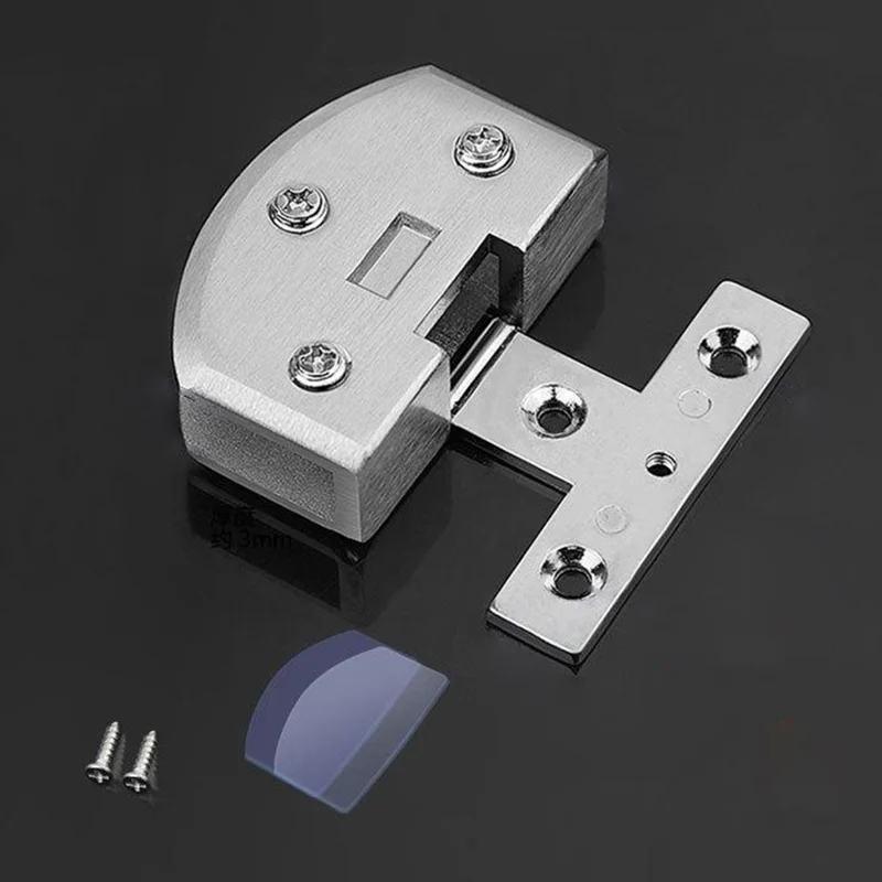 K846 Glass Cabinet Hinge for 8-9mm Thickness / Wine Pet Display Case / Frameless Door Hinge Zinc Alloy No Punch - Brushed