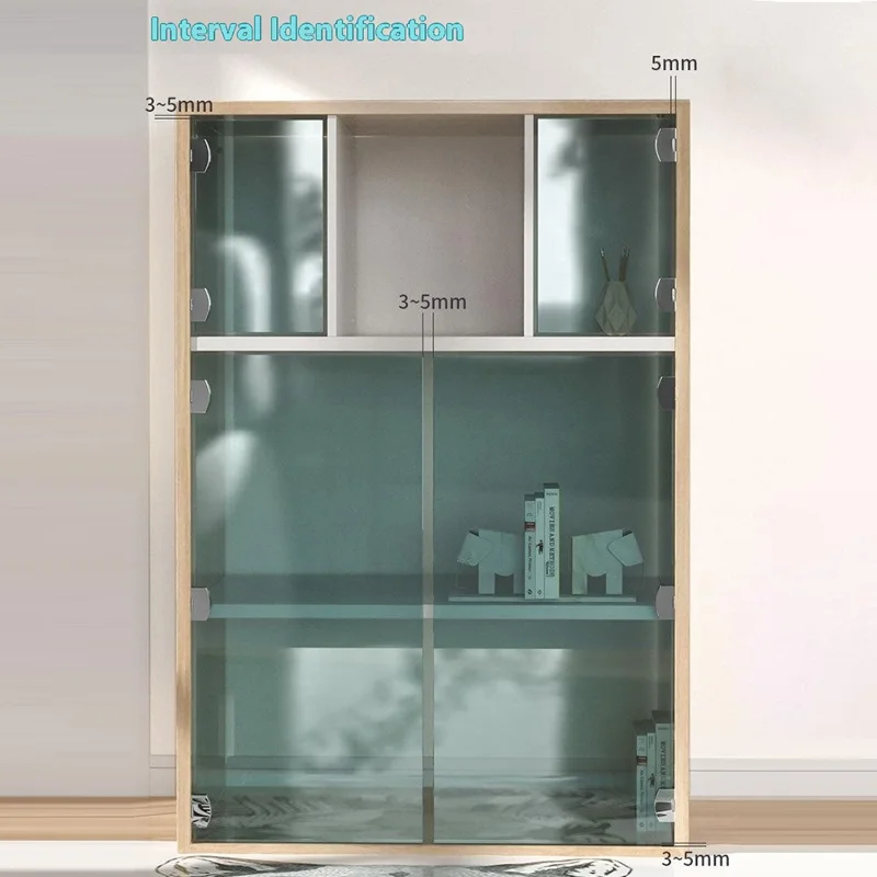 K846 Glass Cabinet Hinge for 8-9mm Thickness / Wine Pet Display Case / Frameless Door Hinge Zinc Alloy No Punch - Brushed