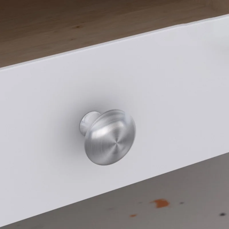 Kołek do drzwi szafki z montażem śrubowym, okrągły uchwyt jednodziurkowy ze stali nierdzewnej - matowe srebro