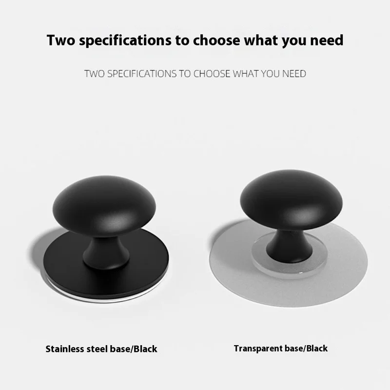 Stainless Steel No-Drill Furniture Cabinet Door Handle Adhesive Round Drawer Pull Knob - Black