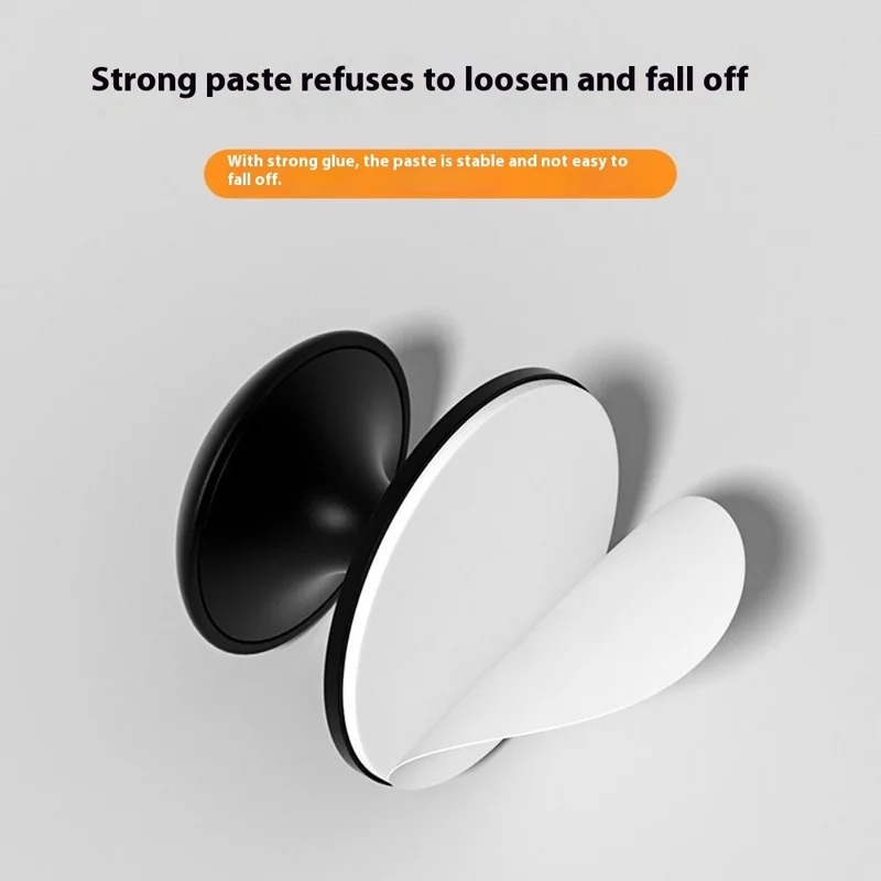 Stainless Steel No-Drill Furniture Cabinet Door Handle Adhesive Round Drawer Pull Knob - Black