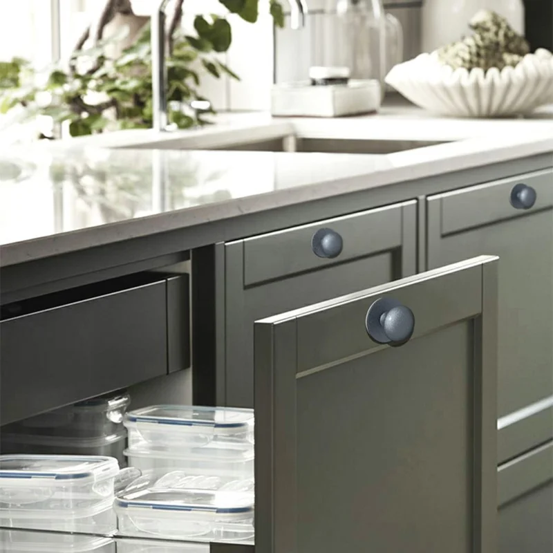 Stainless Steel No-Drill Furniture Cabinet Door Handle Adhesive Round Drawer Pull Knob - Brushed Silver