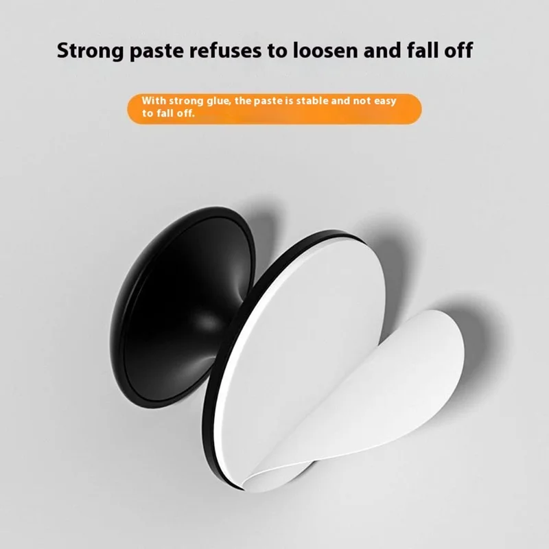 No-Drill Cabinet Handle Drawer Pull Adhesive Round Knob with Clear Base for Furniture / Glass Door - Black