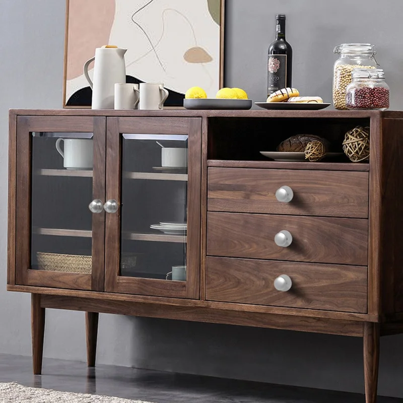 Adhesive Cabinet Handles with Clear Base Round Drawer Pulls No Drill Furniture Knobs Stainless Steel - Tarnish