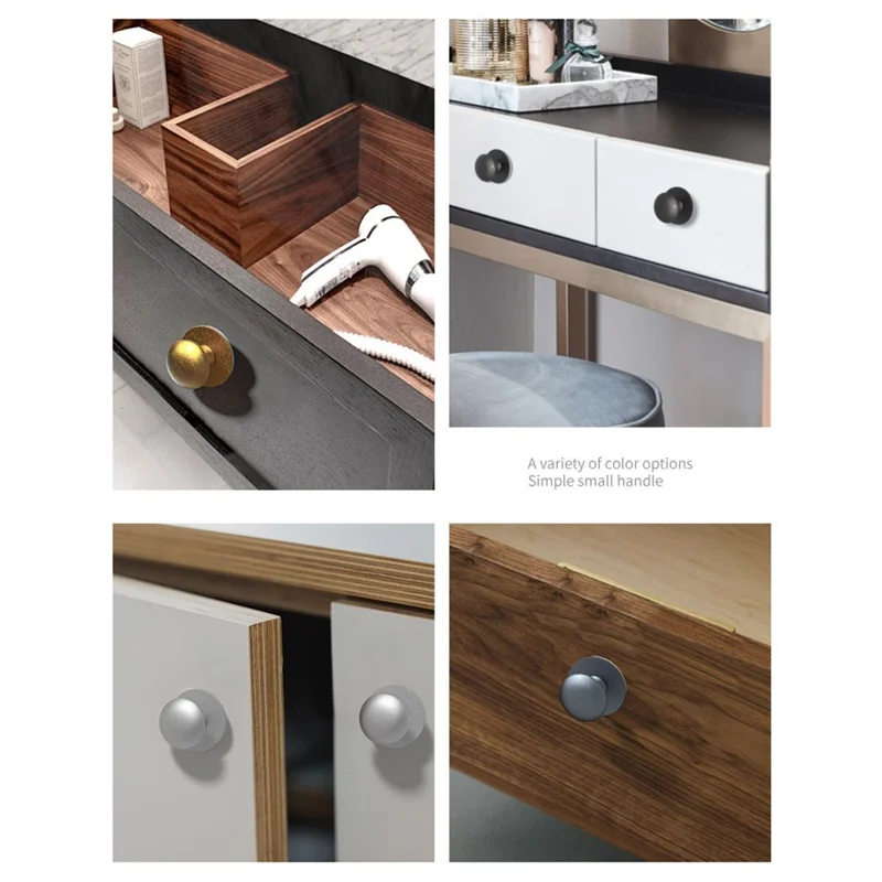 Adhesive Cabinet Handles with Clear Base Round Drawer Pulls No Drill Furniture Knobs Stainless Steel - Gold