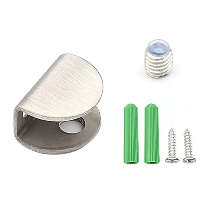 2Pcs 304 Stainless Steel Glass Clamp for 6-8mm Thickness Glass Shelf Bracket Semi-Circular Clamp