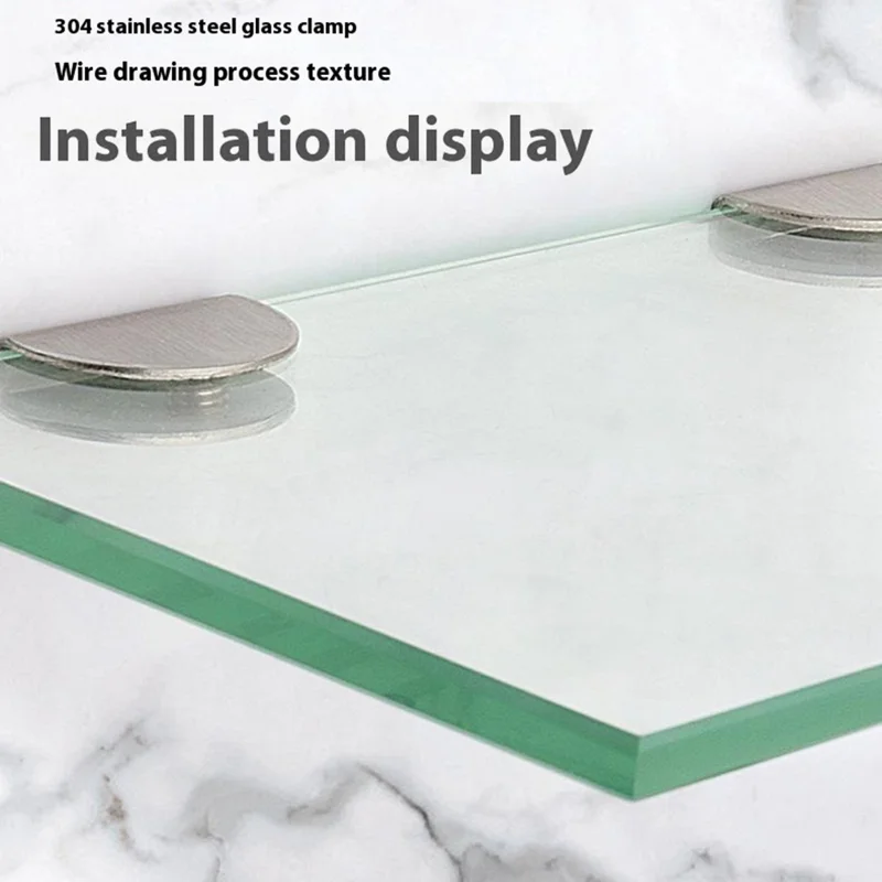 2Pcs 304 Stainless Steel Glass Clamp for 6-8mm Thickness Glass Shelf Bracket Semi-Circular Clamp