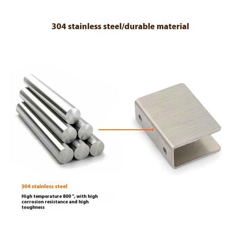 2Pcs 304 Stainless Steel Glass Clamp for 6-8mm Thickness Glass Shelf Bracket Semi-Circular Clamp