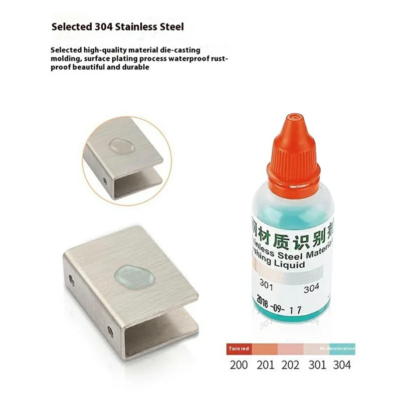 2Pcs 304 Stainless Steel Glass Clamp for 6-8mm Thickness Square Glass Clips Shelf Bracket