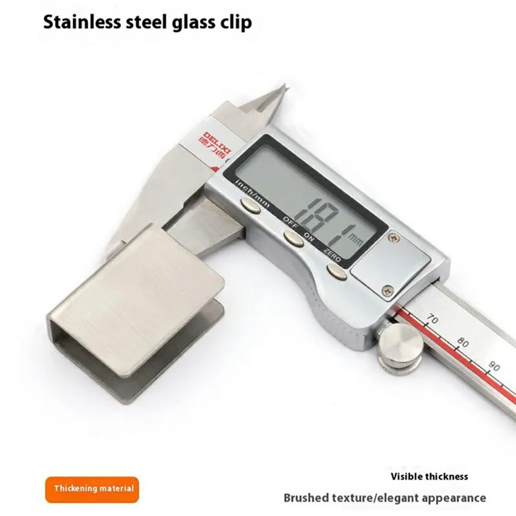 2Pcs 304 Stainless Steel Glass Clamp for 8-10mm Thickness Square Glass Clips Shelf Bracket