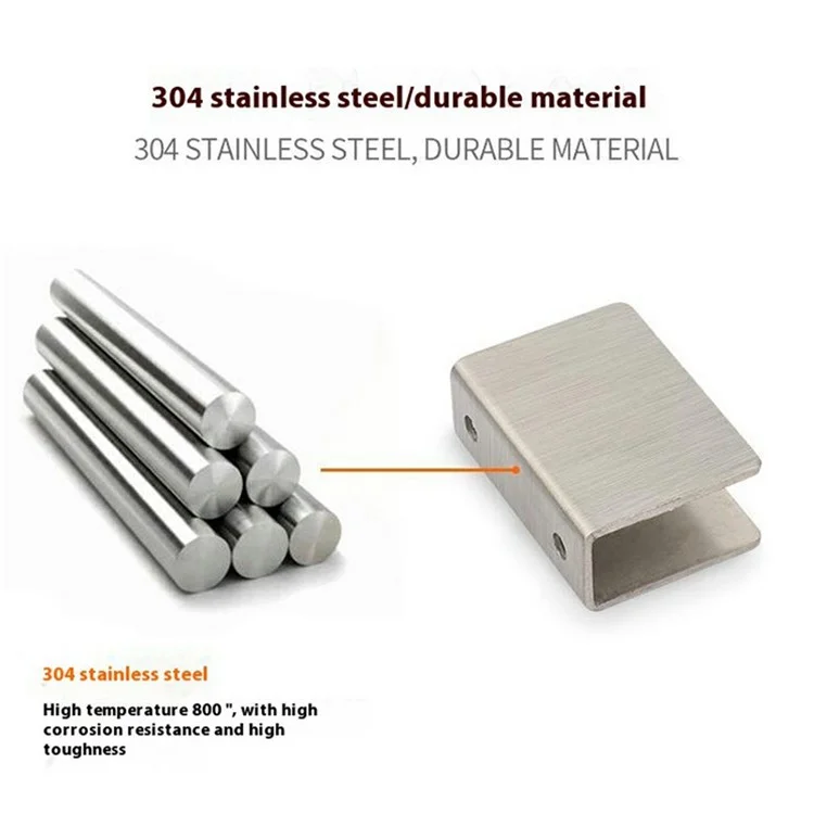 2Pcs 304 Stainless Steel Glass Clamp for 8-10mm Thickness Square Glass Clips Shelf Bracket