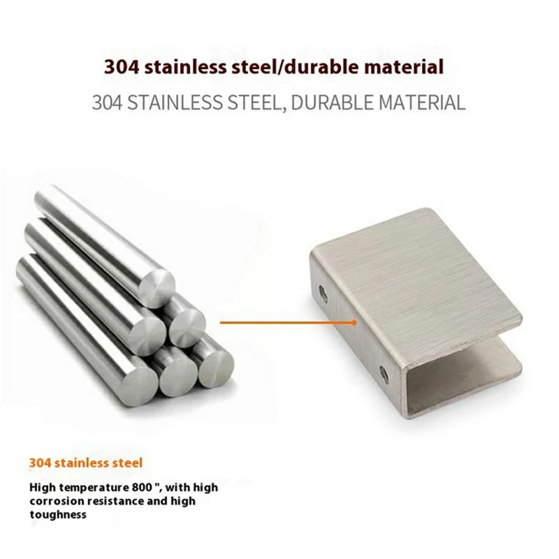 2Pcs Glass Bracket for 10-12mm Thickness Glass Clips 304 Stainless Steel Glass Clamp Square Shelf Bracket