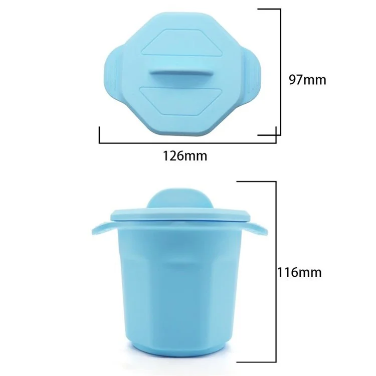Silikonfett-Behälter mit Siebdeckel Speckfett-Aufbewahrungsflasche Schmalzhalter (BPA-frei, Kein FDA) - Baby Blau