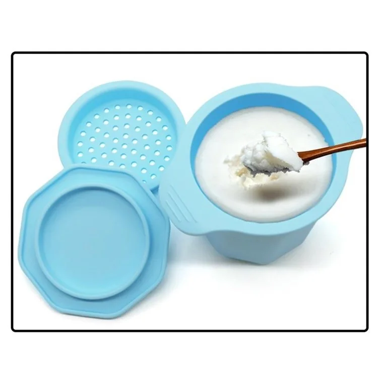 Silikonfett-Behälter mit Siebdeckel Speckfett-Aufbewahrungsflasche Schmalzhalter (BPA-frei, Kein FDA) - Baby Blau