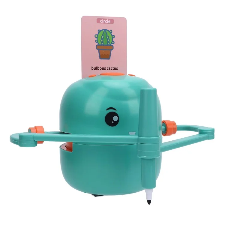 Robô de Aprendizado Artístico Infantil com Máquina de Desenho - Brinquedo Educacional com 100 Cartões de Pintura - Verde Claro