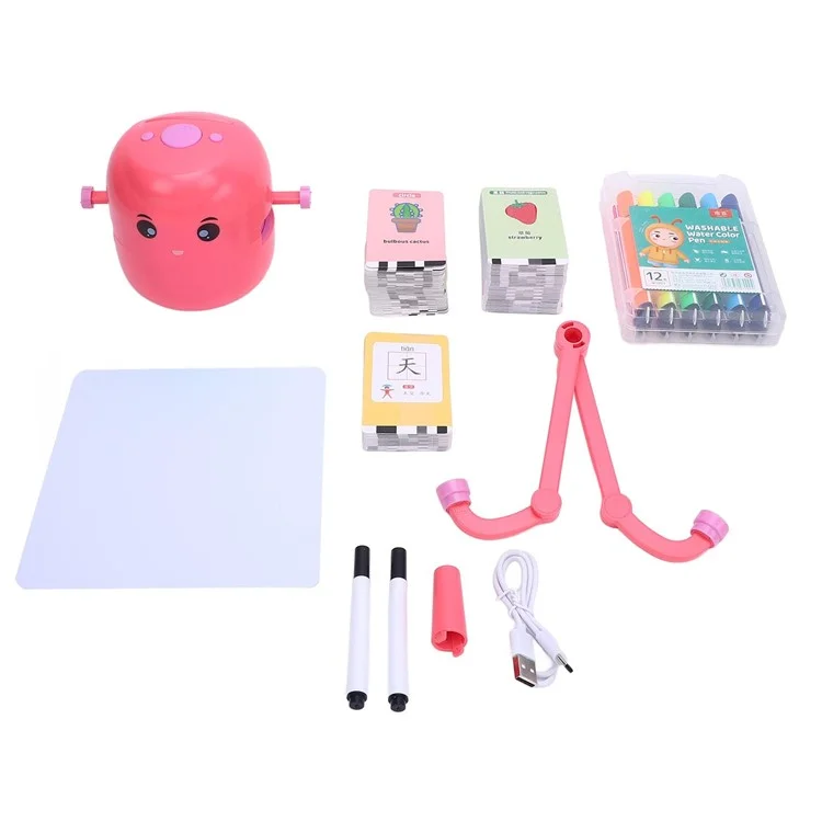 Robot d'apprentissage artistique pour enfants - Machine à dessiner pour l'éducation précoce avec 100 cartes de peinture - Rose