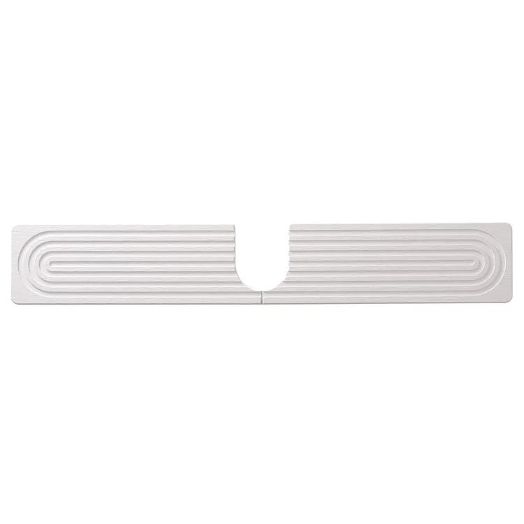 Set da 2 Pezzi Tappetino Assorbente a Forma di U per Lavandino, Materiale in Diatomite ad Asciugatura Rapida per Base Rubinetto, 60 x 10 cm - Contorno+Bianco