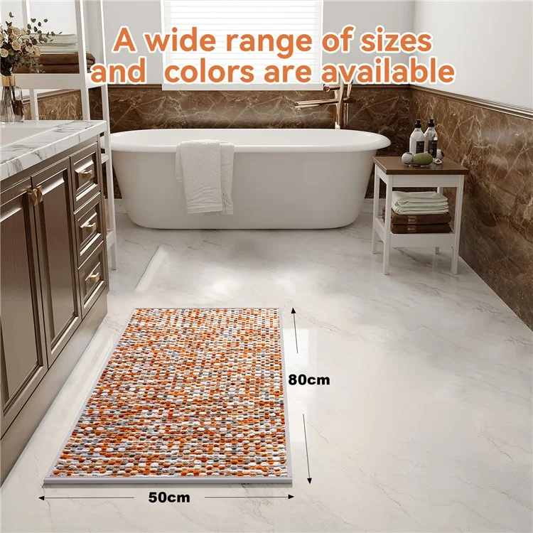Tappetino da bagno in ciniglia 50 x 80 cm Tappeto da bagno Assorbente Antiscivolo per Casa/Uso Bagno - Arancione