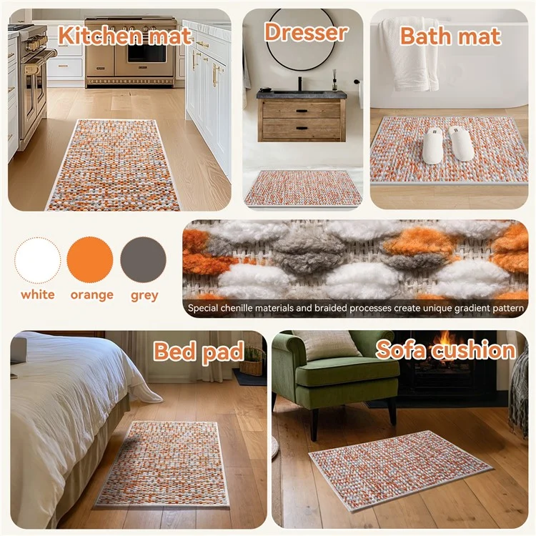 Tappetino da bagno in ciniglia 60 x 90 cm Tappeto da bagno Assorbente e Antiscivolo per Casa / Uso Toilette - Arancione