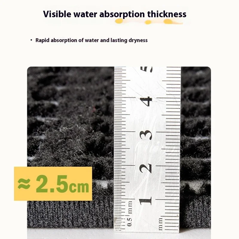 50 x 80cm Bath Mat Plaid Absorbent Quick Dry Non Slip Bathroom Rug Dirt Resistant Doormat for Home - Grey