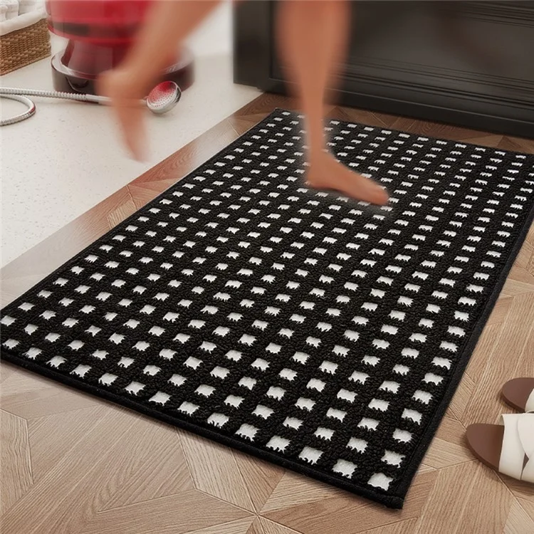 Tappetino da bagno 60 x 90 cm a quadri, assorbente, asciugatura rapida, antiscivolo, resistente allo sporco, per la casa - Nero