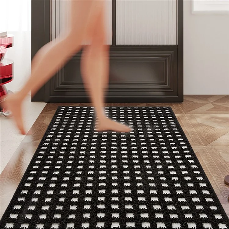 Tappetino da bagno 60 x 90 cm a quadri, assorbente, asciugatura rapida, antiscivolo, resistente allo sporco, per la casa - Nero