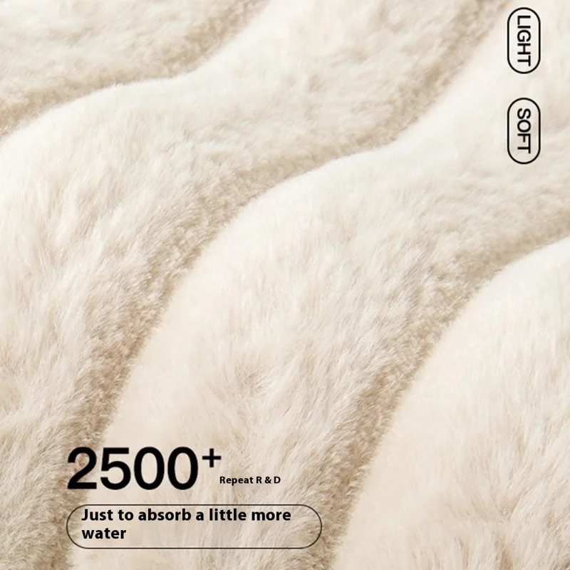 40x60cm Striped Faux Fur Home Entrance Bathroom Mat Non-Slip Quick Dry Water Absorbent Rug - Green