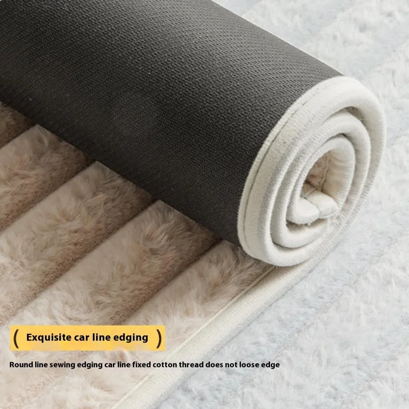 40x60cm Striped Faux Fur Home Entrance Bathroom Mat Non-Slip Quick Dry Water Absorbent Rug - Green
