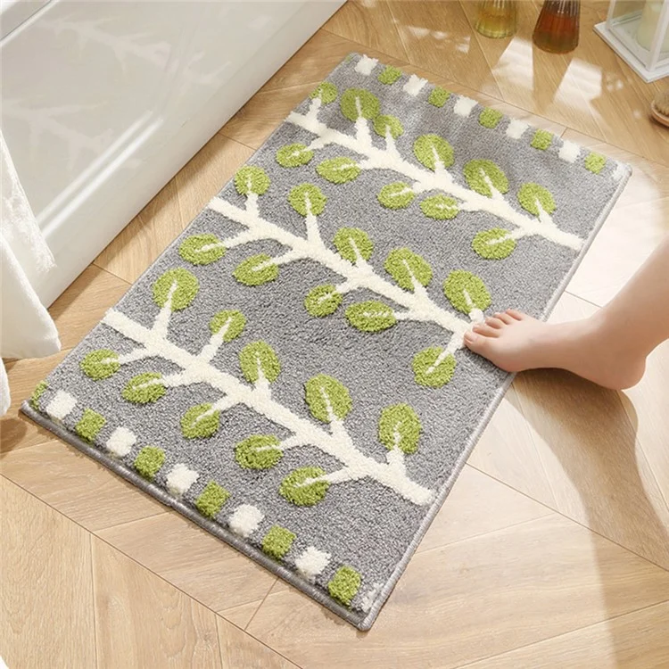 50 x 80cm Tree Pattern Faux Cashmere Rug Bathroom Carpet Water Absorbent Non Slip Floor Mat