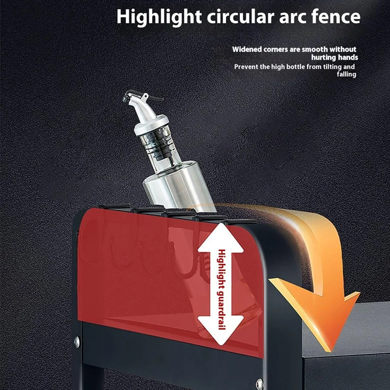 58cm Microwave Oven Top Rack Kitchen Countertop Organizer Carbon Steel Storage Shelf with 6 Hooks - Matte Black