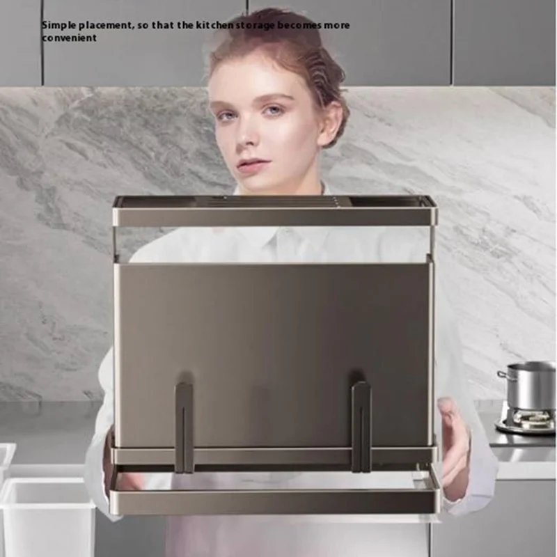Support-couteaux en acier inoxydable 304 avec 2 seaux de rangement pour ustensiles de cuisine, égouttoir et organisateur