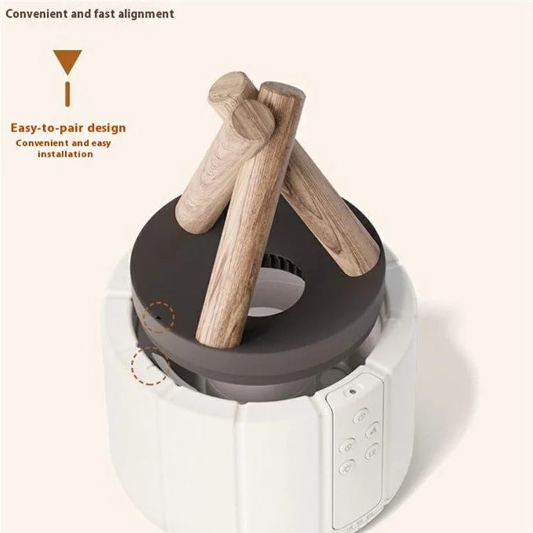 Diffuseur d'humidité Creative avec simulation de feu de camp et télécommande - Blanc Feu de Bois