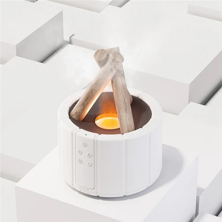 Diffuseur d'humidité Creative avec simulation de feu de camp et télécommande - Blanc Feu de Bois
