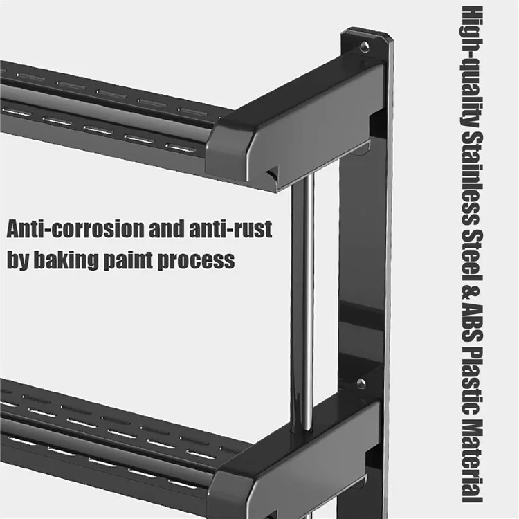 60cm Length Stainless Steel Towel Rack No Drilling Double Layer Wall Mounted Storage Shelf for Bathroom / Kitchen