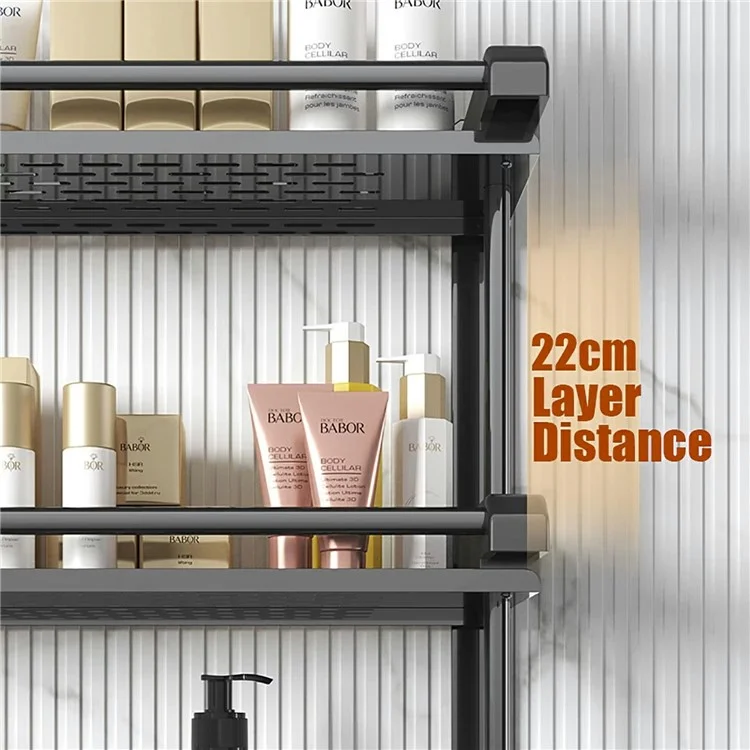 60cm Length Stainless Steel Towel Rack No Drilling Double Layer Wall Mounted Storage Shelf for Bathroom / Kitchen