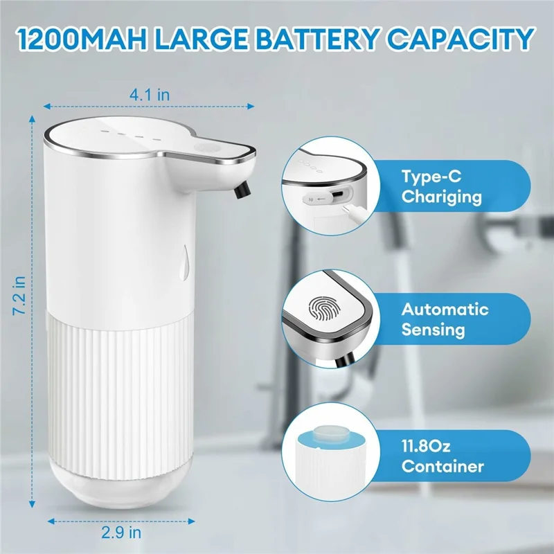 M10 Automatic Soap Dispenser Wall Mounted Touchless Sensor Electric Hand Wash Machine with Drain Cleaner - Foam Type