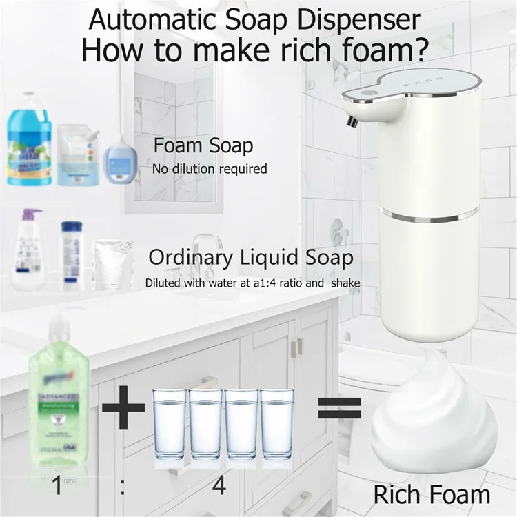 M10S Automatic Soap Dispenser Wall Mount Countertop Touchless Hand Wash Smart Sensor Machine - Liquid Drop Type