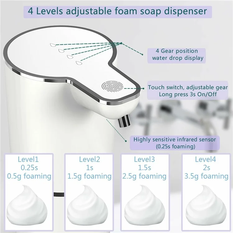 M10S Automatic Soap Dispenser Wall Mount Countertop Touchless Hand Wash Smart Sensor Machine - Liquid Drop Type