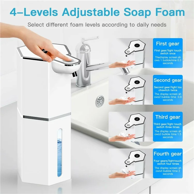 M12 360ml Automatic Soap Dispenser Wall Mounted Electric Foam Hand Wash Touchless Sensor - Black / Liquid Drop Type