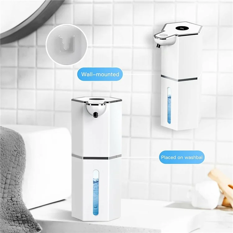 M12 360ml Automatic Soap Dispenser Wall Mounted Electric Foam Hand Wash Touchless Sensor - Black / Liquid Drop Type