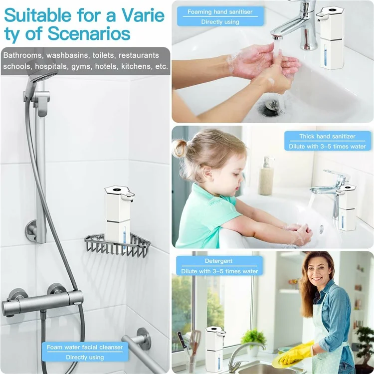 M12 360ml Automatic Soap Dispenser Wall Mounted Electric Foam Hand Wash Touchless Sensor - Black / Liquid Drop Type