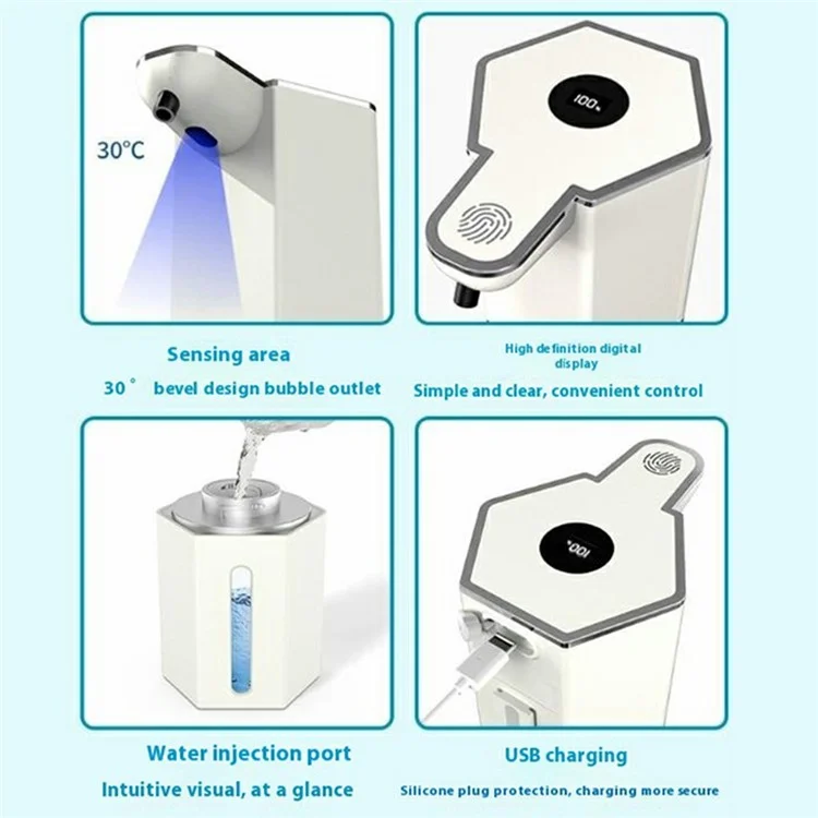 M12 360ml Automatic Soap Dispenser Wall Mounted Electric Foam Hand Wash Touchless Sensor - Black / Liquid Drop Type