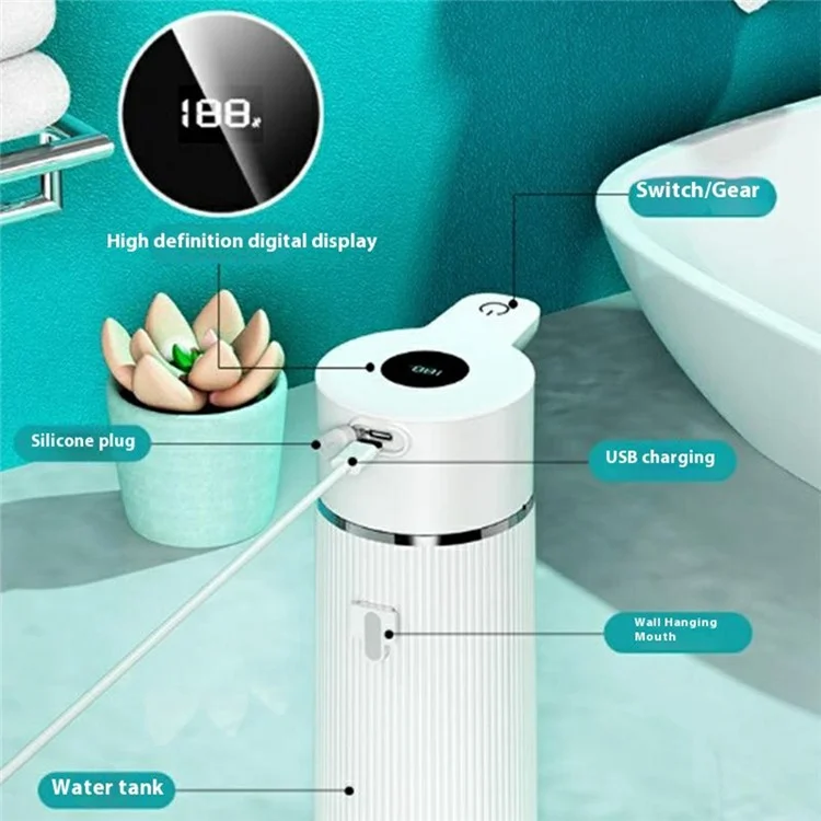 M15 420ml Automatic Soap Dispenser Smart Touchless Wall-Mounted Electric Handwash Machine - White / Liquid Drop Type