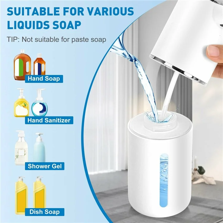 M1 360ml Automatic Soap Dispenser Wall Mounted Touchless Hand Wash IPX5 Waterproof - White / Liquid Drop Type