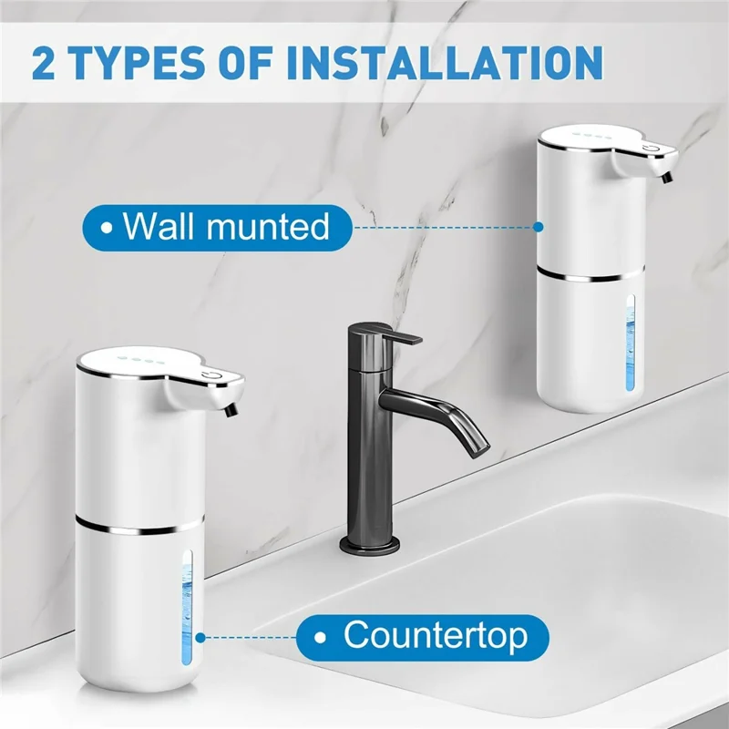 M1 360 ml Automatische Zeepdispenser met Afvoerreiniger, Wandmontage, Handsfree Handwas, IPX5 Waterdicht - Zwart / Schuimtype