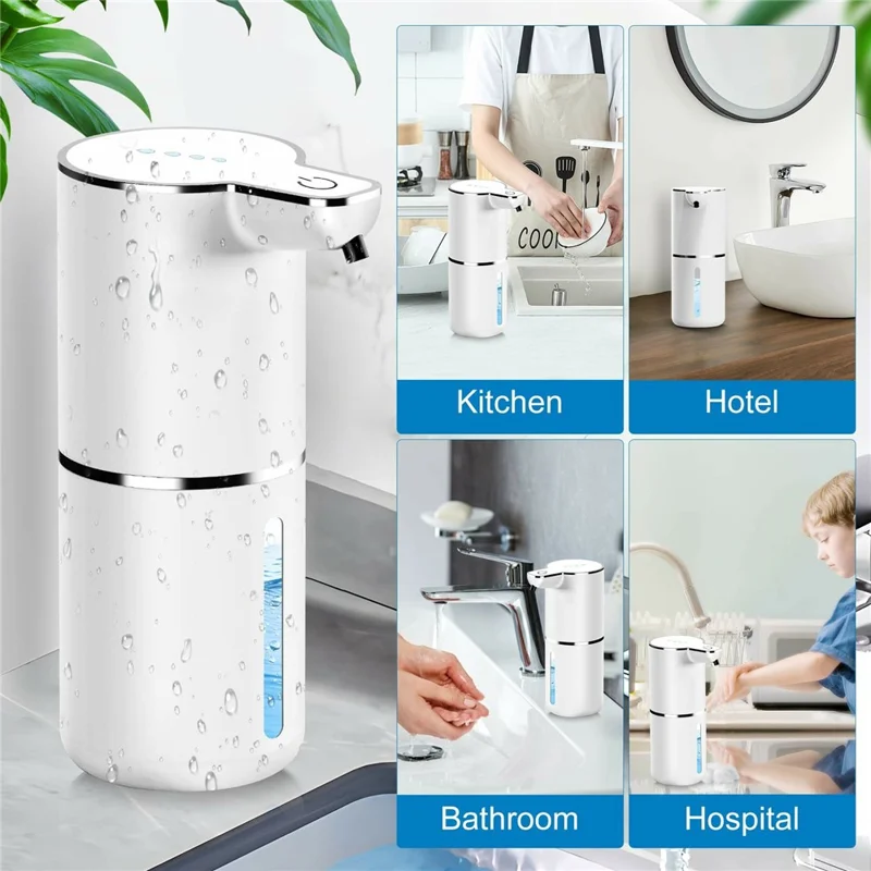 M1 360 ml Automatische Zeepdispenser met Afvoerreiniger, Wandmontage, Handsfree Handwas, IPX5 Waterdicht - Zwart / Schuimtype