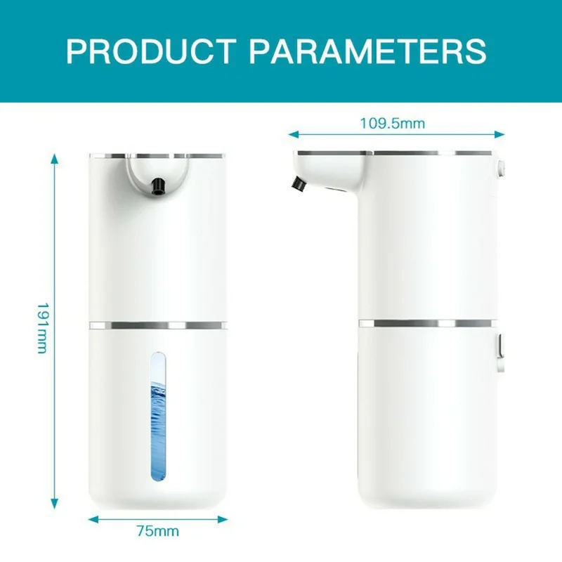 M1 360 ml Automatische Zeepdispenser met Afvoerreiniger, Wandmontage, Handsfree Handwas, IPX5 Waterdicht - Zwart / Schuimtype