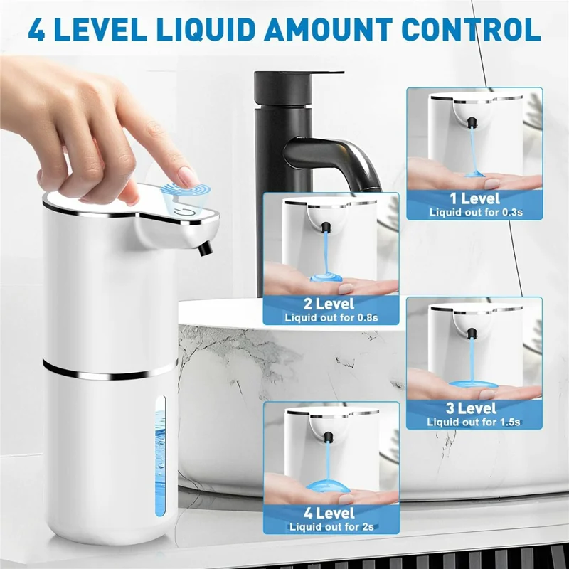 M1 360ml Automatic Soap Dispenser with Drain Cleaner Wall Mounted Touchless Hand Wash IPX5 Waterproof - Black / Liquid Drop Type