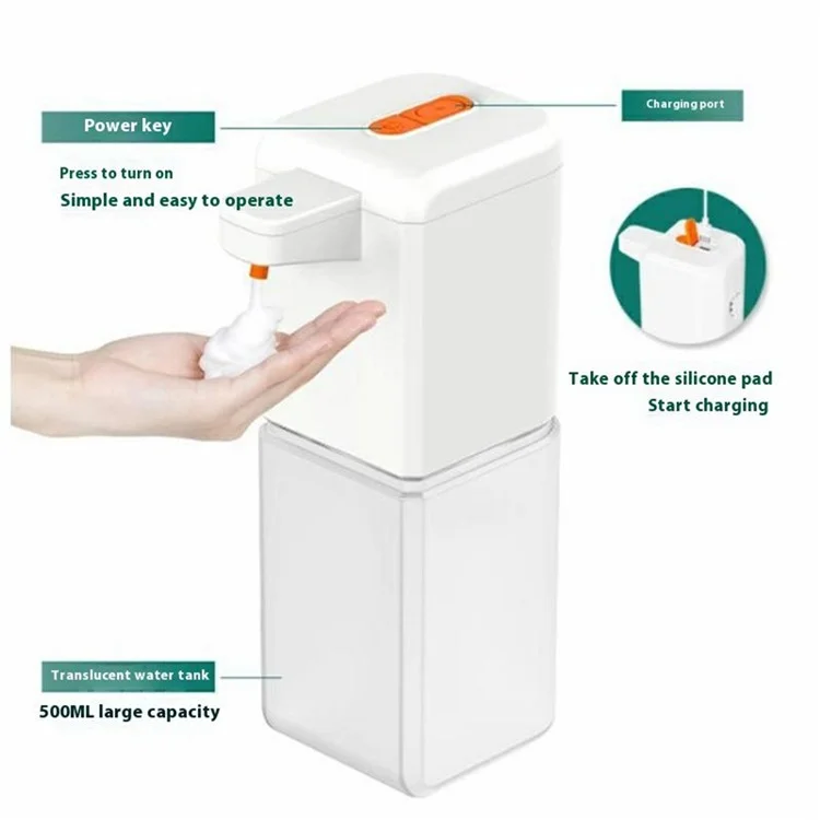 C1 500ml Automatic Soap Dispenser Wall Mounted Smart Electric Handwash Machine - Black / Liquid Drop Type